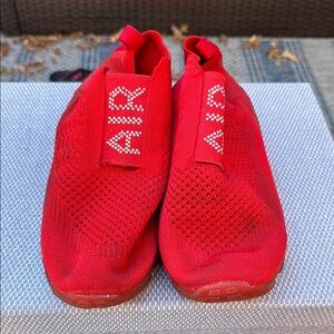 Mesh Front Slip-on Sneakers Red Color “Air” Sign Size 8